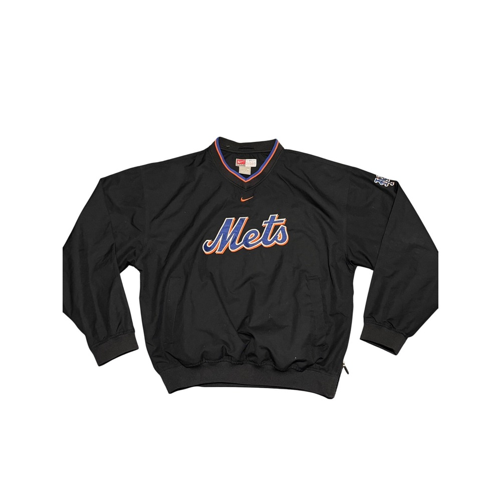 Nike Team MLB New York Mets Vintage Windbreaker Pullover Black Mens Medium